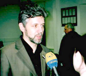 Андрей Николаевич Савельев на пресс конфернеции по итогам выборов в Воронежской и Рязанской областях 22 марта 2005 года в Интерфаксе. Фото Строева. 